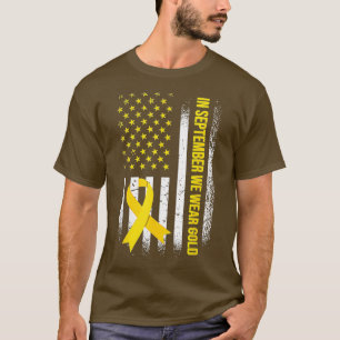 Camiseta Em setembro Vestimos o Cancer de infância Dourada