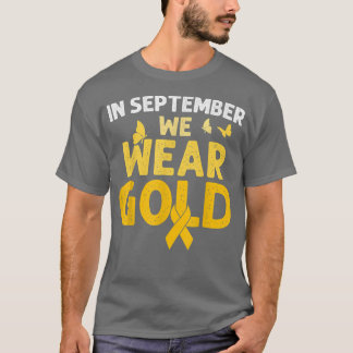 Camiseta Em setembro Vestimos o Cancer de infância Dourada 