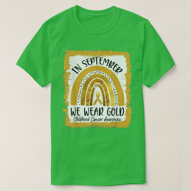 Camiseta Em setembro Vestimos o Cancer Dourado da Infância  (Frente do Design)