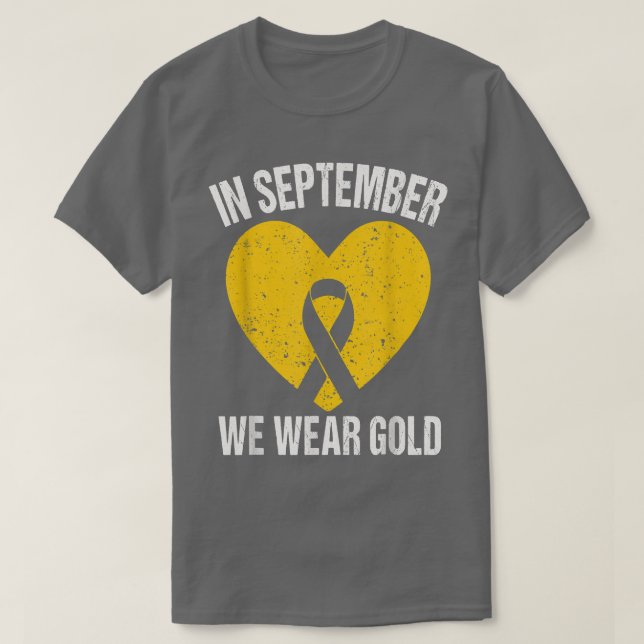 Camiseta Em setembro Vestimos o Cancer Dourado da Infância  (Frente do Design)