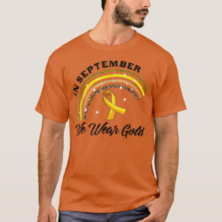 Camiseta Em setembro Vestimos o Cancer Dourado da Infância 