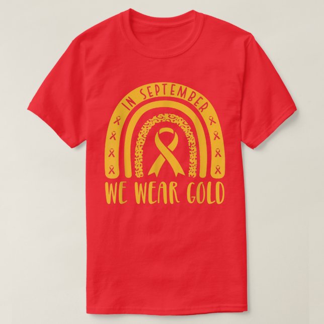 Camiseta Em setembro Vestimos o Cancer Dourado da Infância  (Frente do Design)