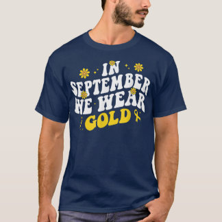Camiseta Em setembro Vestimos o Cancer Dourado da Infância 
