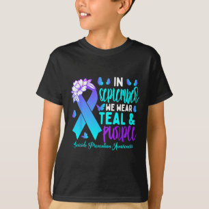 Camiseta Em Setembro, Vestimos Suicídio De Fita Roxal Teal