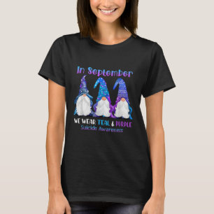 Camiseta Em setembro Vestimos Teal &amp; Fita Roxa Suic