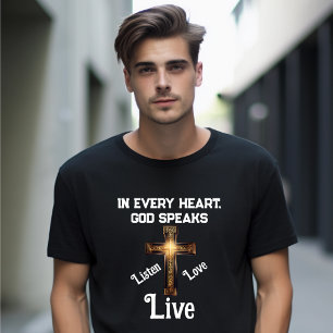 Camiseta "Em Todo Coração, Deus Fala"