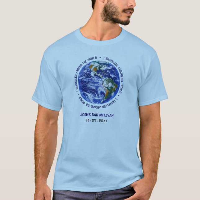 Camiseta Em todo o mundo bastão viajado Mitzvah do bar (Frente)