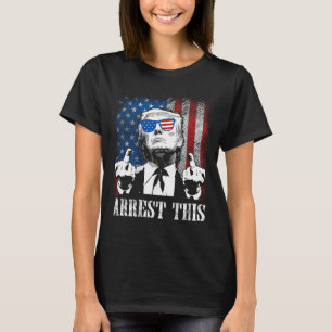 Camiseta (em Trás) Prendam Este Trump 2025 Bandeira America