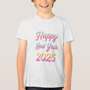 Camiseta em três blendas para jovens do feliz ano 