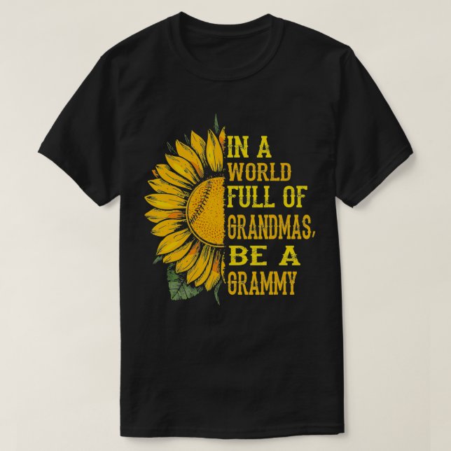 Camiseta em Um Cheio Mundial de Avós Seja um Grammy basebal (Frente do Design)