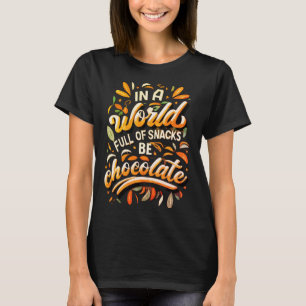 Camiseta Em um Cheio mundial de salgadinhos IA, seja chocol