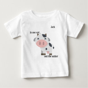 Camiseta "Em um ouvido..." Cow Pun Personalizável