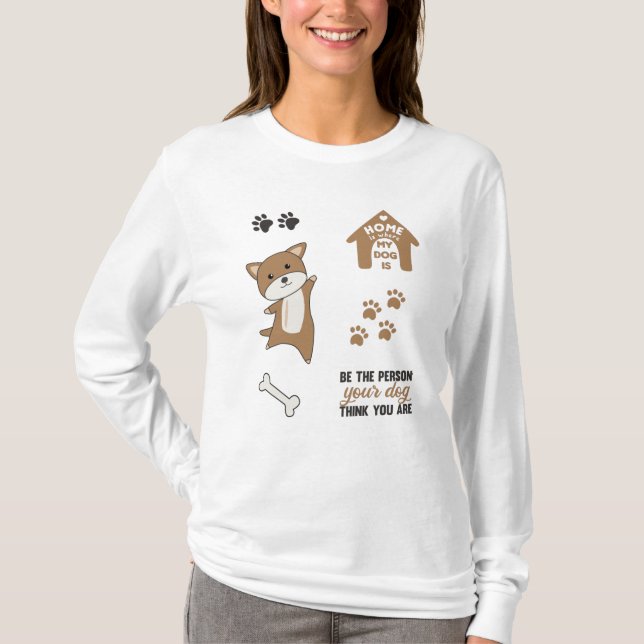 Camiseta Embalagem com adesivo de pinheiro marrom (Frente)