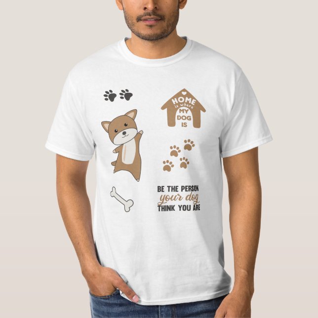 Camiseta Embalagem com adesivo de pinheiro marrom (Frente)