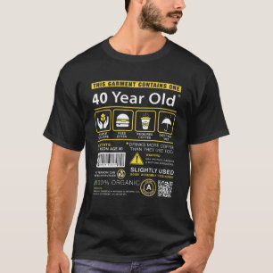 Camiseta Embalagem De 40 Anos Contém aniversário de 40 an