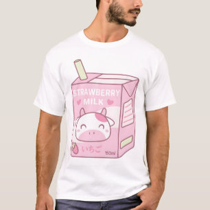 Camiseta Embalagem De Leite De Morango Com Carroçaria De Va