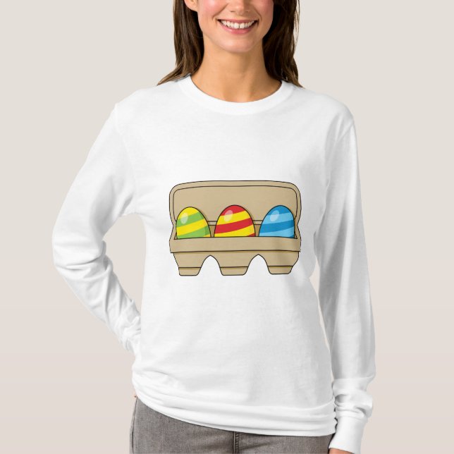 Camiseta Embalagem de Ovos de Páscoa Coloridos (Frente)