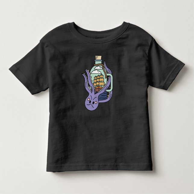 Camiseta Embalagem Num Frasco Com Octopus (Frente)