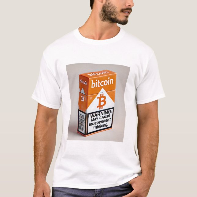 Camiseta Embalagem para Cigarros Cripto Engraçado Bitmoney  (Frente)