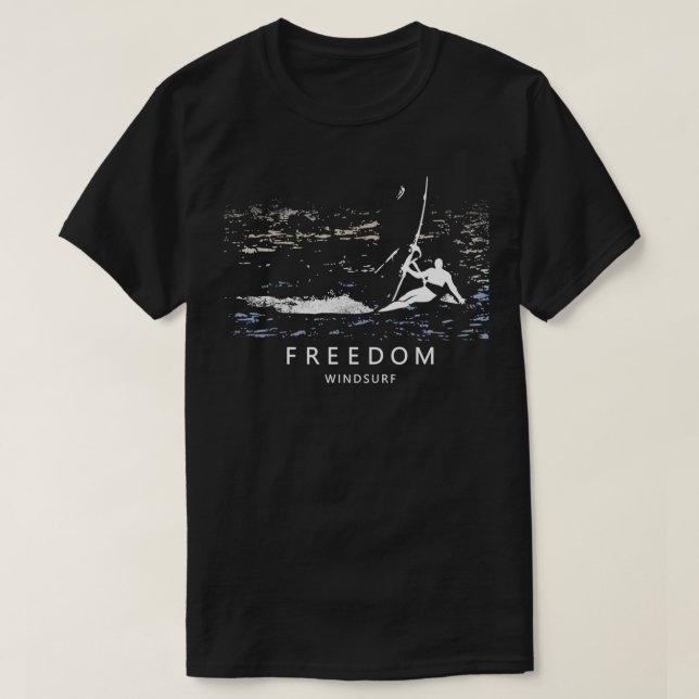 Camiseta Embarcação de Windsurfer FREEDOM no Oceano (Frente do Design)