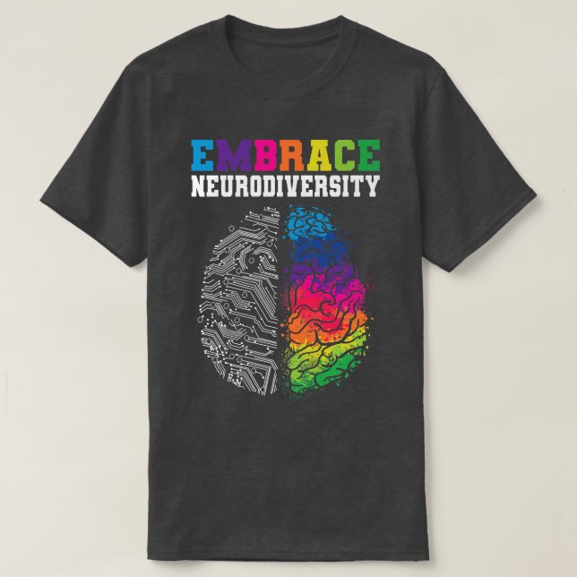 Camiseta Embarcar Neurodiversidade Autismo ADHD ASD Rainbow (Frente do Design)