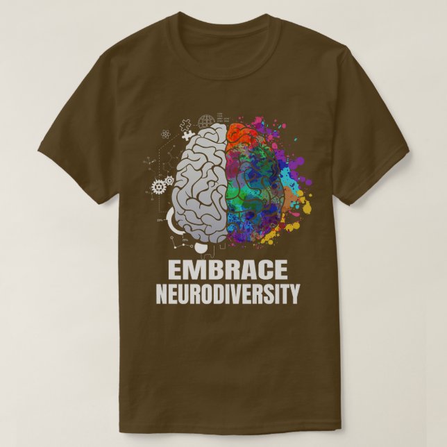 Camiseta Embarcar Neurodiversidade Autismo ADHD ASD Rainbow (Frente do Design)