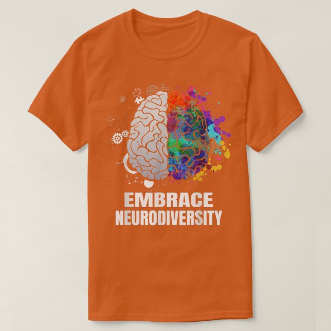 Camiseta Embarcar Neurodiversidade Autismo ADHD ASD Rainbow (Frente do Design)