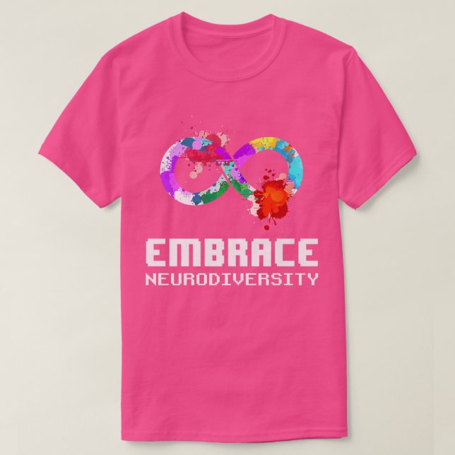 Camiseta Embarcar Neurodiversidade Autismo ADHD ASD Rainbow (Frente do Design)
