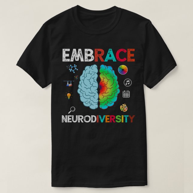 Camiseta Embarque a Neurodiversidade Adote o ADHD Autismo A (Frente do Design)
