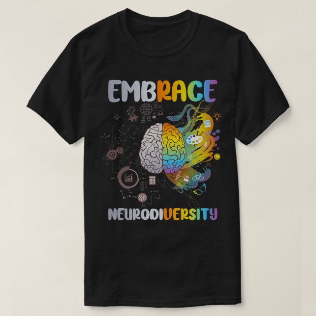 Camiseta Embarque a neurodiversidade cerebral Embarque ADHD (Frente do Design)