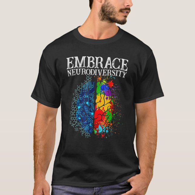 Camiseta Embarque a neurodiversidade Cérebro ADHD Autismo c (Frente)