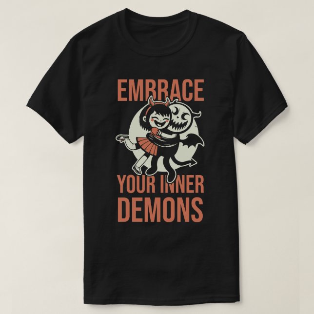 Camiseta Embarque seus demônios internos 1 (Frente do Design)