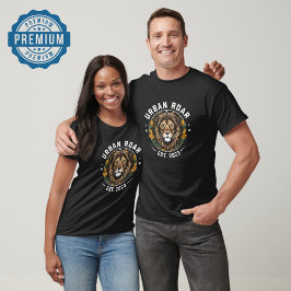 Camiseta Emblem de leão de estrada urbano - Design de coroa