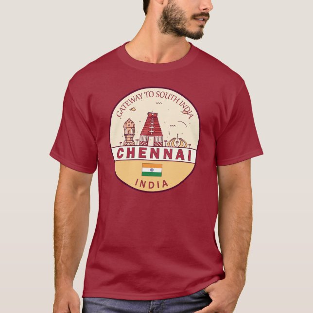 Camiseta Emblem Skyline Cidade de Chennai Índia (Frente)