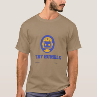 Camiseta Emblema Circular Mascote Robô Amarelo Minimalista