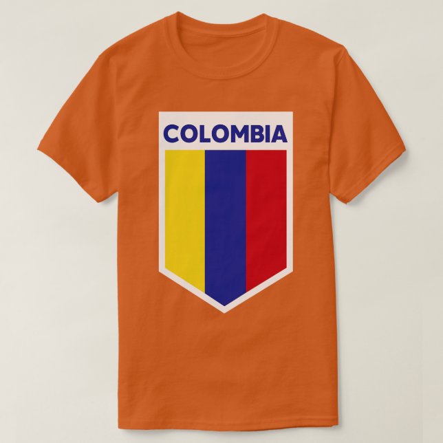 Camiseta Emblema com bandeira da Colômbia (Frente do Design)