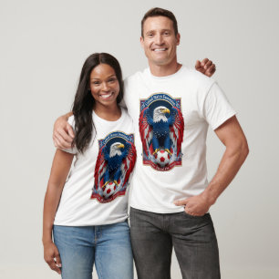 Camiseta Emblema da Águia Careca EUA Bandeira Americana Pre