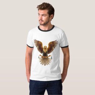 Camiseta emblema da águia-Ouro majestosa