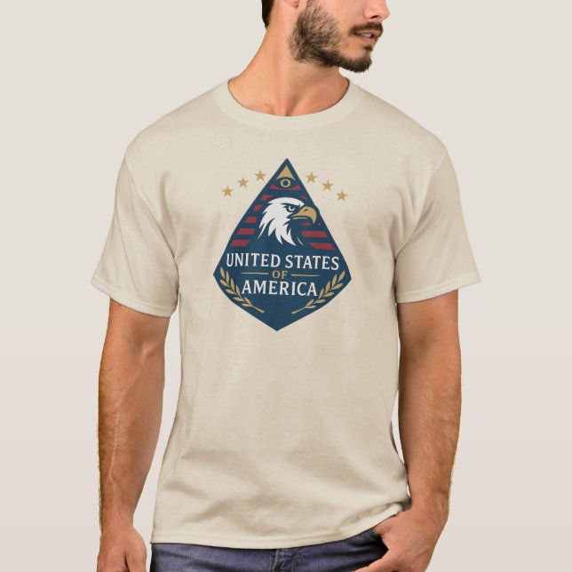 Camiseta Emblema da águia-pirâmide dos Estados Unidos da Am (Frente)