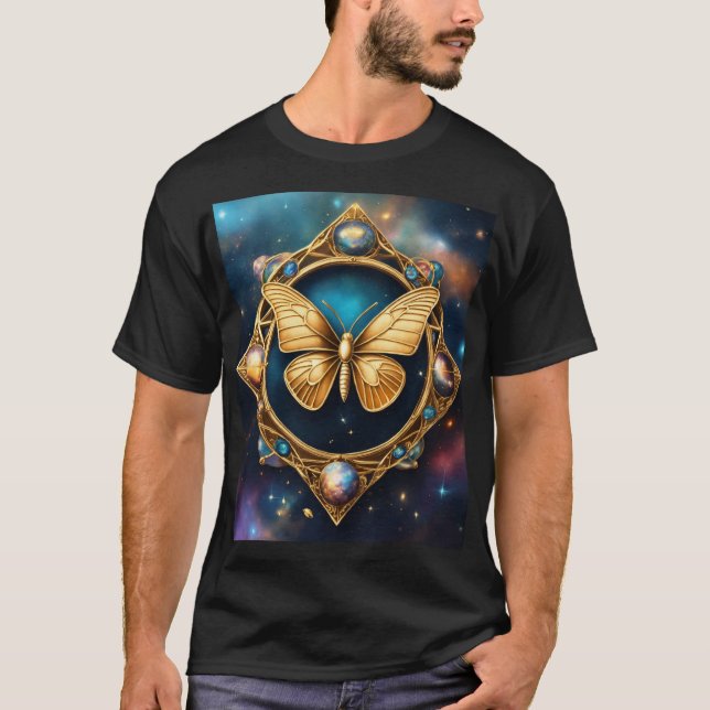 Camiseta Emblema da Borboleta Celestial (Frente)