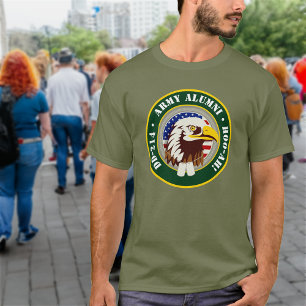 Camiseta Emblema de Águia Bandeira EUA   DD 214 Alumni do E