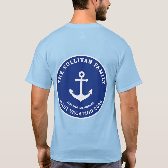 Camiseta Emblema de Âncora Personalizado do Clube de Iate V (Verso)