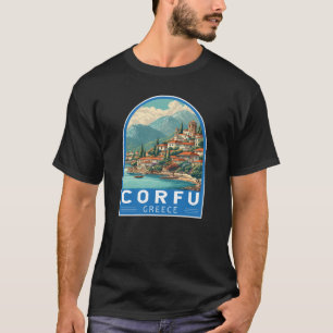 Camiseta Emblema de arte de viagem de Corfu Grécia