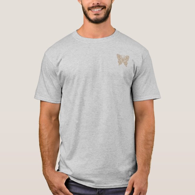 Camiseta Emblema de Borboleta em Renda Natural | Blossom Ba (Frente)