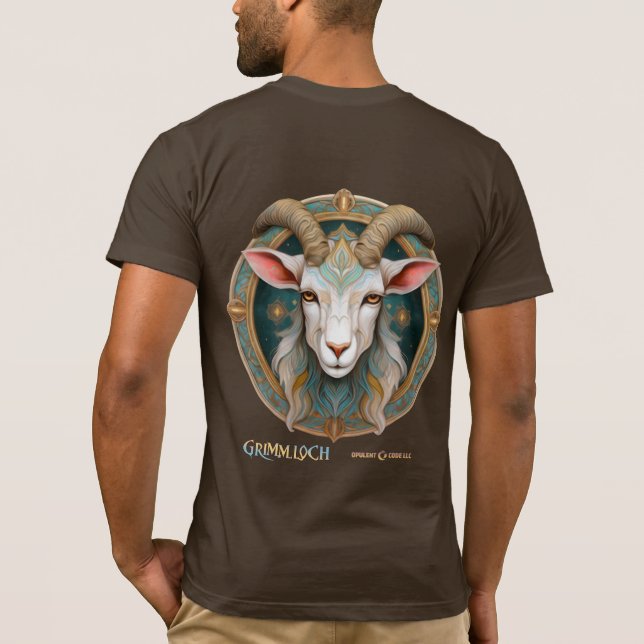 Camiseta Emblema de Cabra Grimmloch RPG de Fantasia (Verso)
