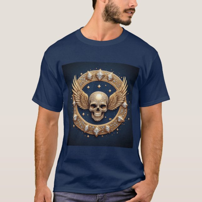 Camiseta Emblema de Caveira para Decoração Gótica 💀 (Frente)