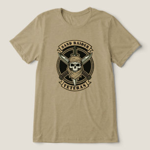 Camiseta Emblema de Combate no Deserto Veterano Sand Raider