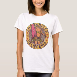 Camiseta emblema de crachá de surf da Califórnia em Los Ang