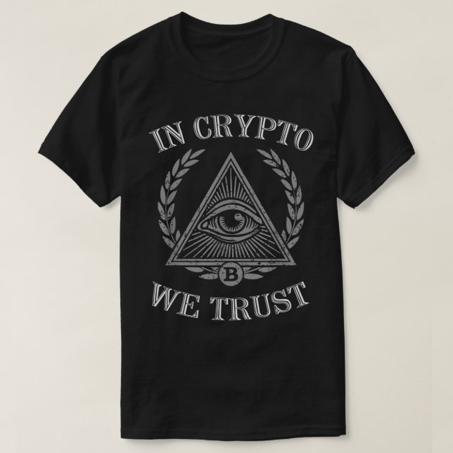 Camiseta Emblema de Design 'Confiamos na Criptomoeda' (Frente do Design)
