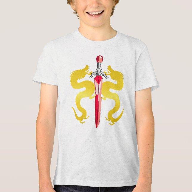 Camiseta Emblema de Dragão Amarelo Relâmpago (Frente)